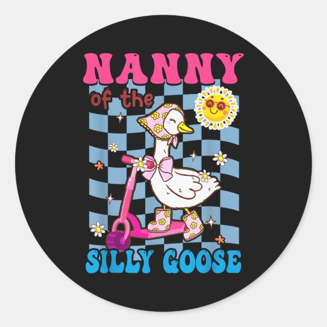 Nanny Of The Silly Goose First Birthday Family Mat Classic Round Sticker (Front)