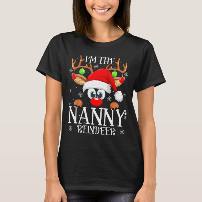 Nanny Reindeer Christmas Family Matching Group Fun T-Shirt (Front)