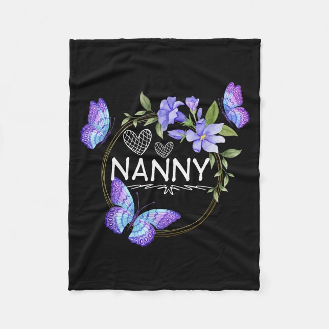 Nanny Shirt For Women With Butterflies Mother's Da Fleece Blanket (Front)