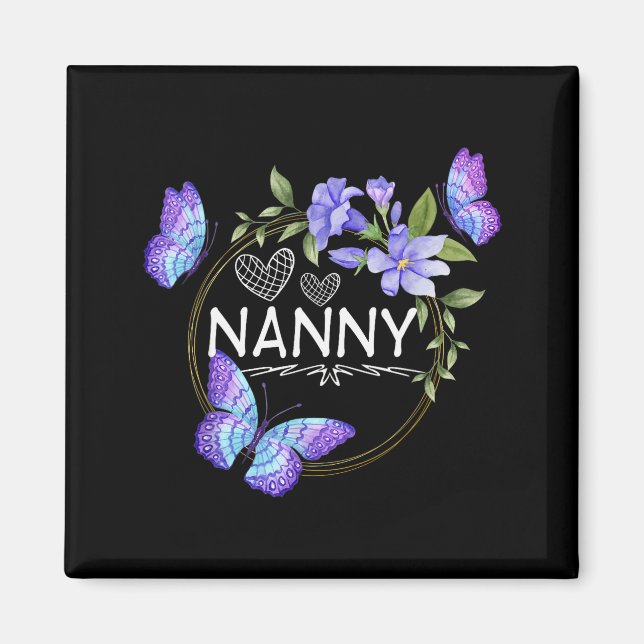 Nanny Shirt For Women With Butterflies Mother's Da Magnet (Front)