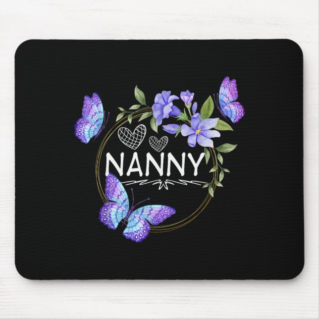 Nanny Shirt For Women With Butterflies Mother's Da Mouse Mat (Front)