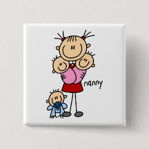 Nanny Stick Figure 15 Cm Square Badge