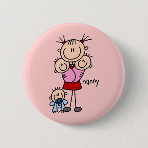 Nanny Stick Figure 6 Cm Round Badge