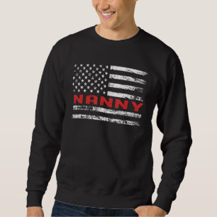 Nanny USA Flag Profession Retro Job Title Sweatshirt