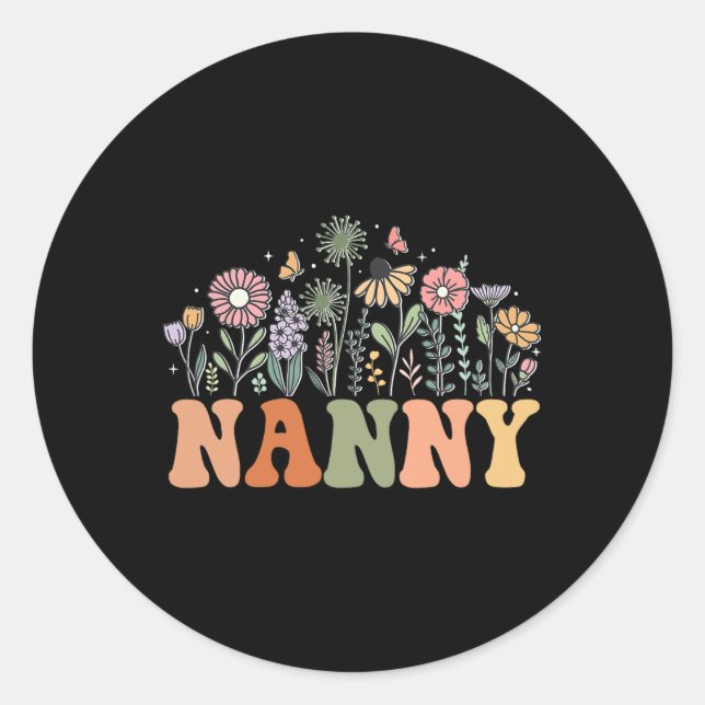 Nanny Wildflower Floral Birthday Baby Shower New N Classic Round Sticker (Front)