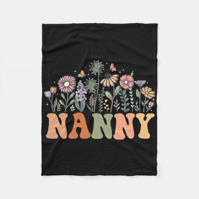 Nanny Wildflower Floral Birthday Baby Shower New N Fleece Blanket (Front)