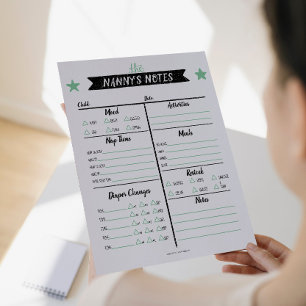 Nanny's Notes Babysitter Notes Daycare Sheets Flyer