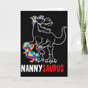 Nannysaurus T Rex Dinosaur Autism Awareness Nanny Card