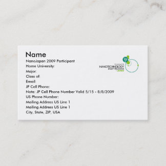 NanoJapan Business Cards