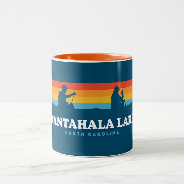 Nantahala Lake North Carolina Canoe Two-Tone Coffee Mug (Center)