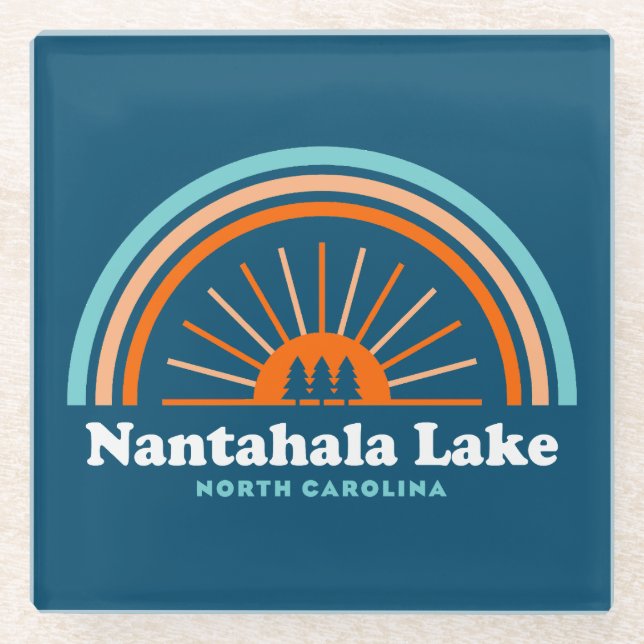 Nantahala Lake North Carolina Rainbow Glass Coaster (Front)