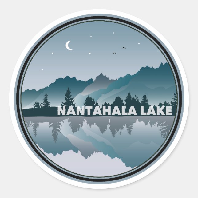 Nantahala Lake North Carolina Reflection Classic Round Sticker (Front)