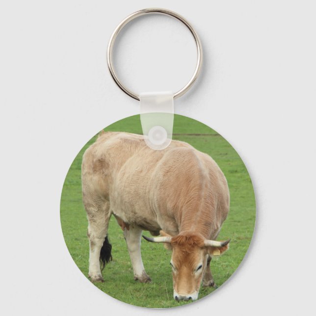 Nantaise cow in a field key ring (Front)