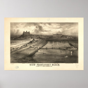 Nantasket Beach Mass. 1885 Antique Panoramic Map Poster