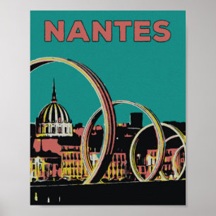 Nantes France view of the city by night Poster