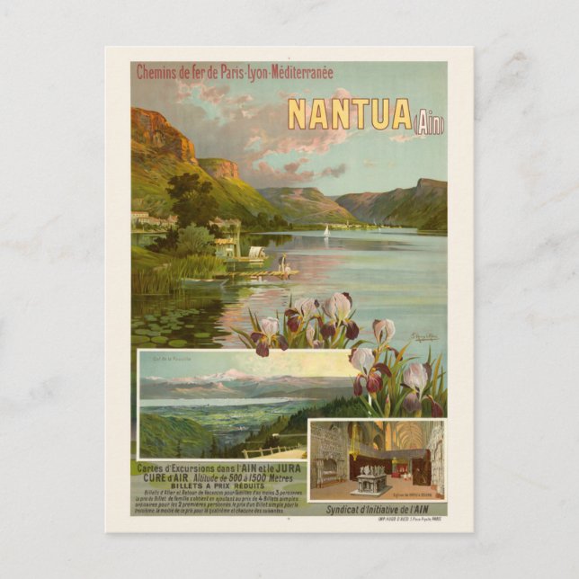 Nantua France Vintage Railroad Poster 1904 Postcard (Front)