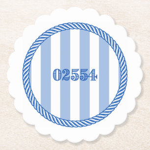 Nantucket 02554 Zip Code Coasters Blue White