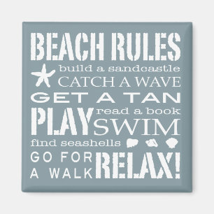 Nantucket Beach Rules Blue & White Magnet