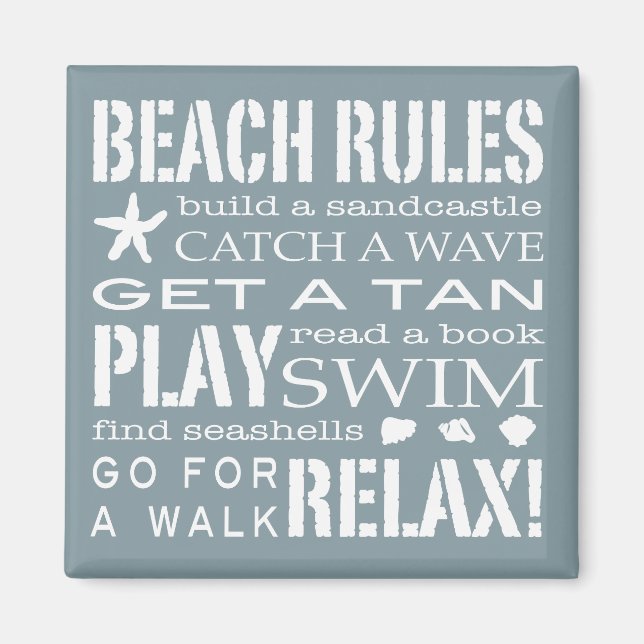 Nantucket Beach Rules Blue & White Magnet (Front)