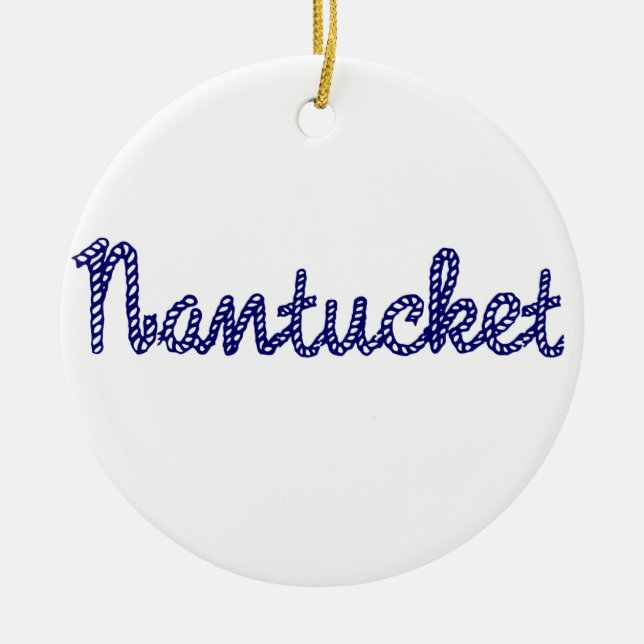 Nantucket Blue Ceramic Tree Decoration (Front)
