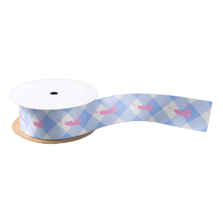 Nantucket blue gingham Satin ribbon