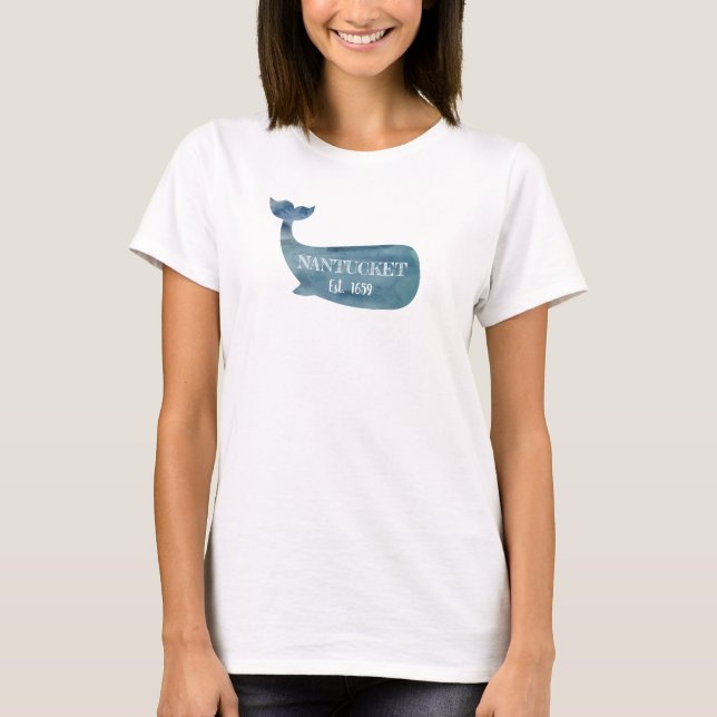 Nantucket Blue Whale Beach T-Shirt (Front)