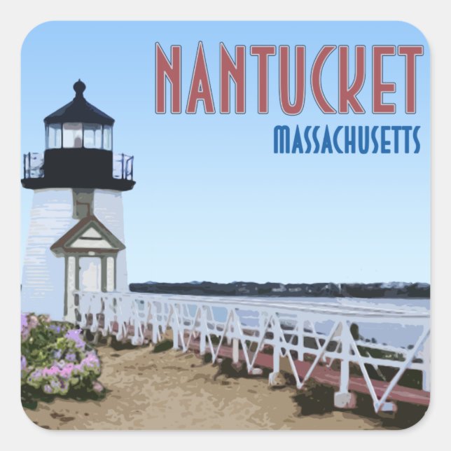 Nantucket Brant Point Lighthouse Massachusetts Square Sticker (Front)
