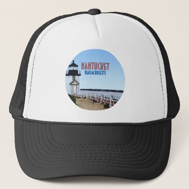 Nantucket Brant Point Lighthouse Massachusetts Trucker Hat (Front)