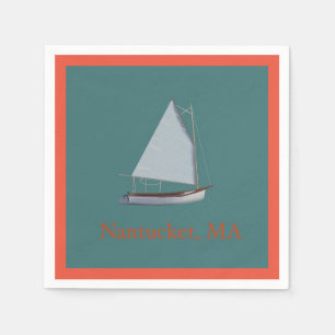 Nantucket Cat Boat. Sailboat Cocktail Napkins. Napkin