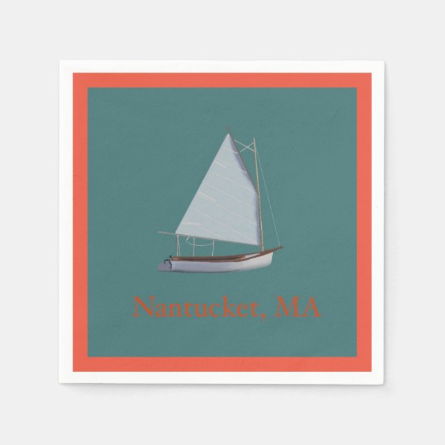Nantucket Cat Boat. Sailboat Cocktail Napkins. Napkin (Front)
