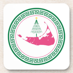 Nantucket Christmas Stroll Ornament w Tree Coaster