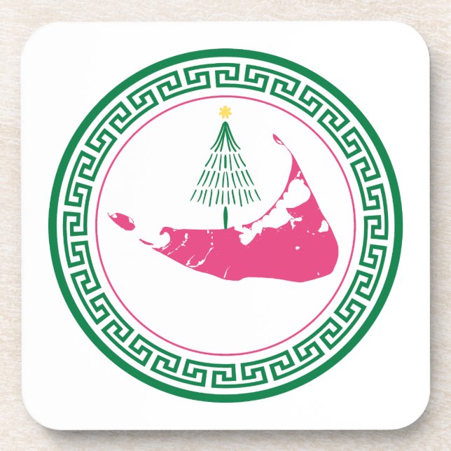 Nantucket Christmas Stroll Ornament w Tree Coaster (Front)