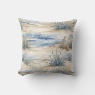Nantucket design beach watercolor art cushion