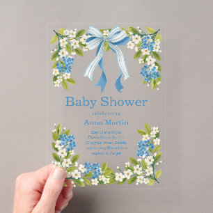 Nantucket Florals Baby Shower Acrylic Invitations