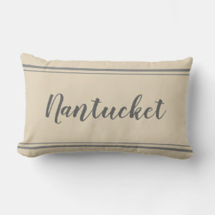 Nantucket Grey and Beige Stripe Pillow