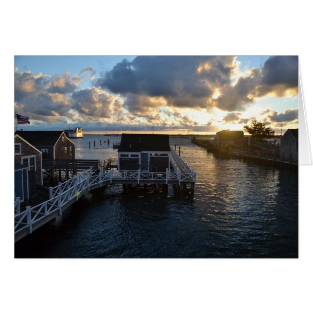 Nantucket Harbour Sunrise Card (Front Horizontal)
