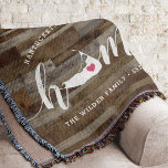 Nantucket Home Town Personalised Wood Look Throw Blanket<br><div class="desc">Show some hometown pride with this cute rustic faux wood plank throw blanket featuring "home" in white calligraphy script lettering with a silhouette map of Nantucket standing in for the letter "O." A pink heart illustration inside the state map completes the design; you can change the position of the heart...</div>