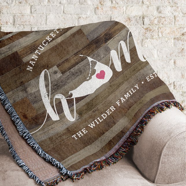Nantucket Home Town Personalised Wood Look Throw Blanket (Creator Uploaded)