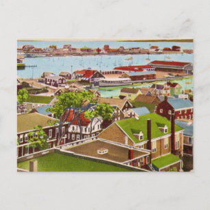 Nantucket IHarbor MA Vintage Postcard