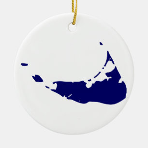 Nantucket Island Blue Ceramic Tree Decoration