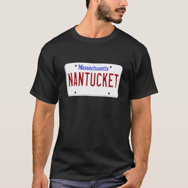 Nantucket Island Boston Massachusetts License Plat T-Shirt (Front)