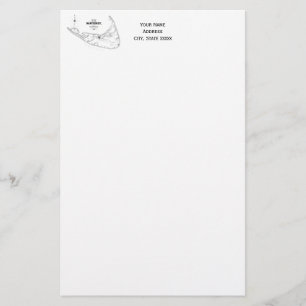 Nantucket Island MA Vintage Map Black Stationery