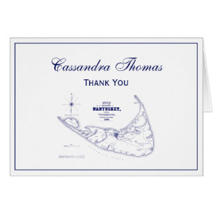 Nantucket Island MA Vintage Map Navy Blue