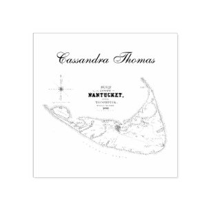 Nantucket Island MA Vintage Map Navy Blue Rubber Stamp