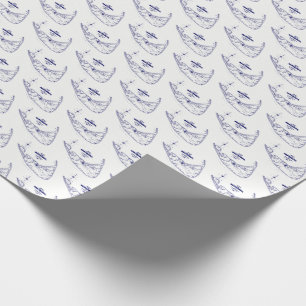Nantucket Island MA Vintage Map Navy Blue Wrapping Paper