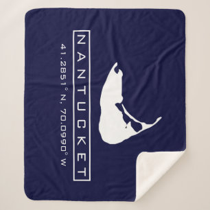 Nantucket Island Map Logo Fuzzy Sherpa Blanket