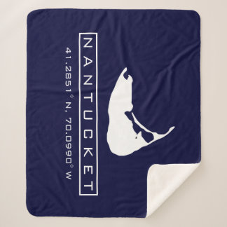 Nantucket Island Map Logo Fuzzy Sherpa Blanket