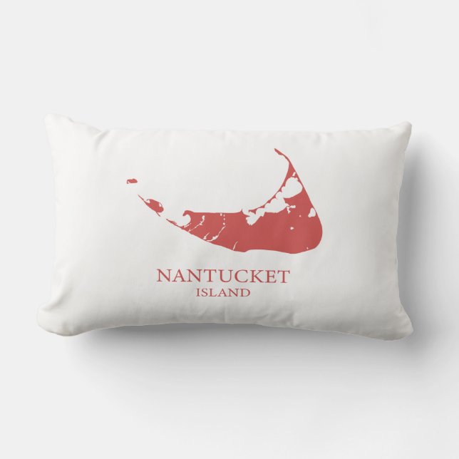 Nantucket Island Map nantucket red Lumbar Pillow (Front)