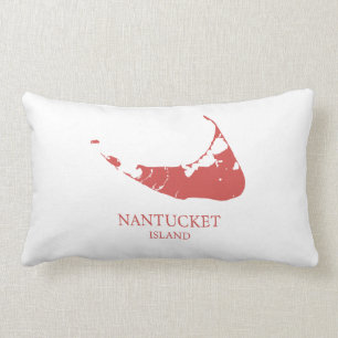 Nantucket Island Map nantucket red Lumbar Pillow