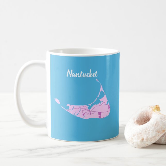 Nantucket Island Map Painting Mug (With Donut)